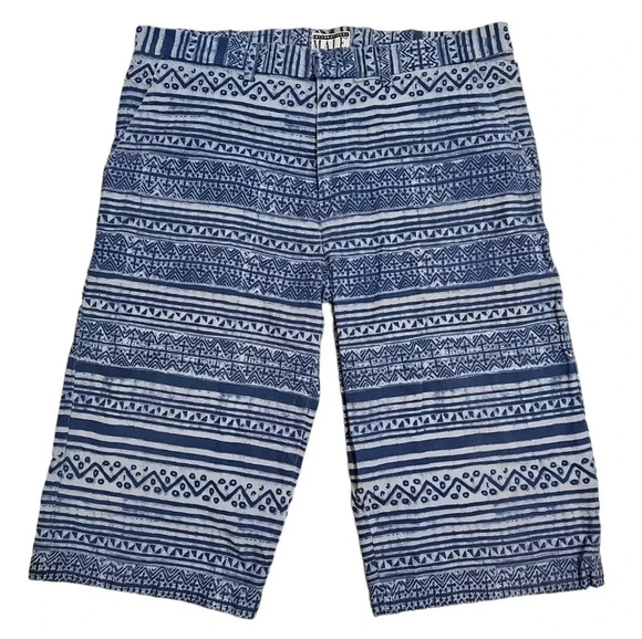 International Male Blue Aztec Print Cotton Shorts 36 90s Y2K Boho Preppy Vintage - Picture 2 of 7